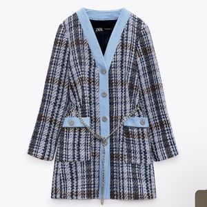 BNWT Zara Blazer Dress- Tweed Denim